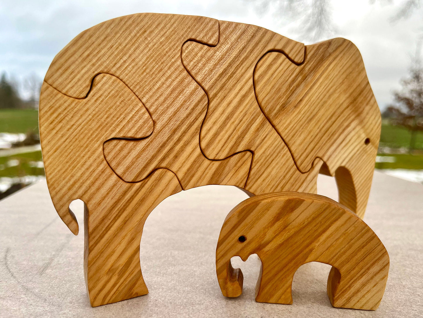 Elephant Wooden Puzzle, Animal Puzzle for Kids, Safari Animals | Montessori toy, Baby first puzzle, Gift for toddler, 1st Birthday gift