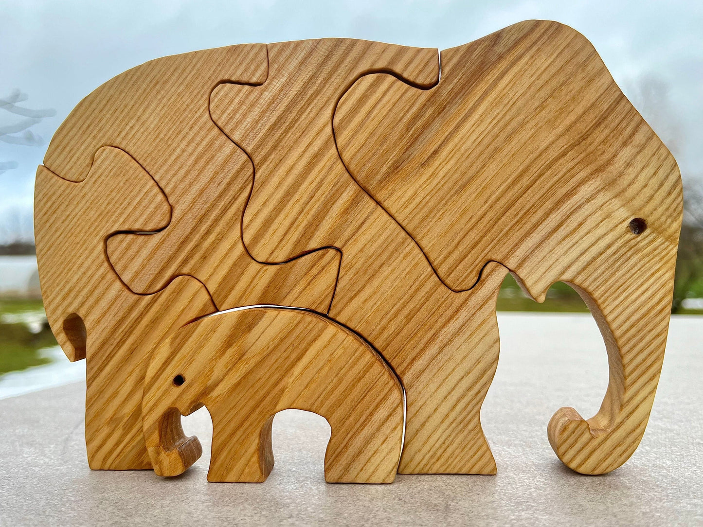 Elephant Wooden Puzzle, Animal Puzzle for Kids, Safari Animals | Montessori toy, Baby first puzzle, Gift for toddler, 1st Birthday gift