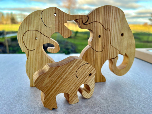 Elephant wooden puzzle, Safari animals, Puzzle for kids, Wooden toys for kids, Montessori toys, Animal wood figures, Gift for children