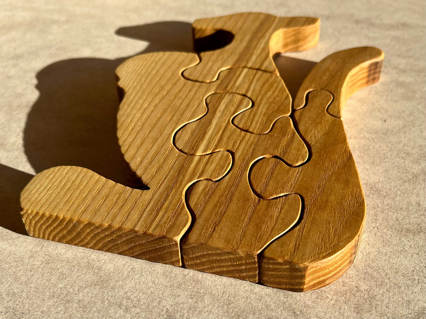 Kangaroo puzzle, Ash wood puzzle, Jigsaw puzzle for kids, Wooden Kangaroo, Wooden wallaby, Safari animals, Gift for kids, Montessori toy