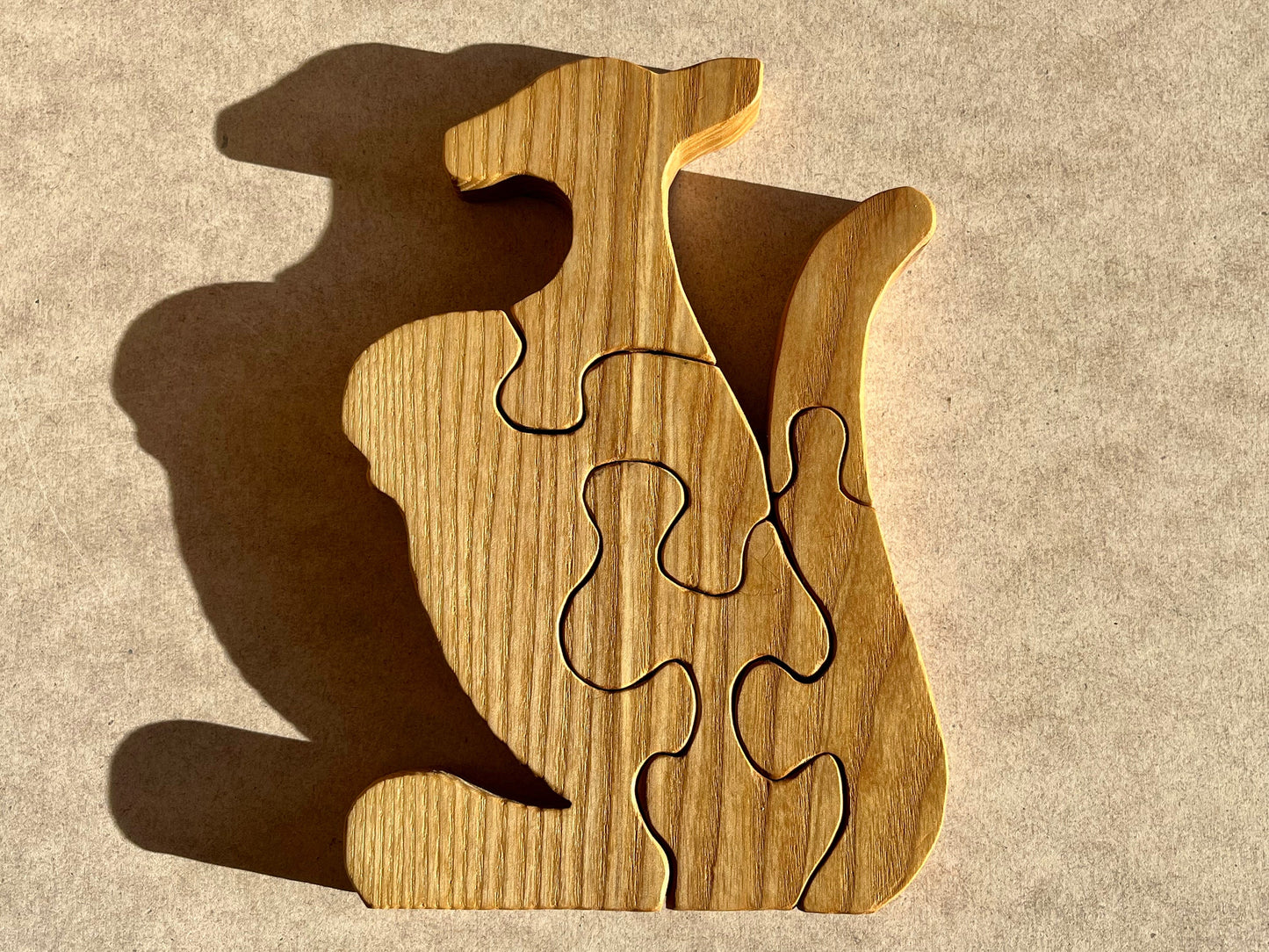 Kangaroo puzzle, Ash wood puzzle, Jigsaw puzzle for kids, Wooden Kangaroo, Wooden wallaby, Safari animals, Gift for kids, Montessori toy