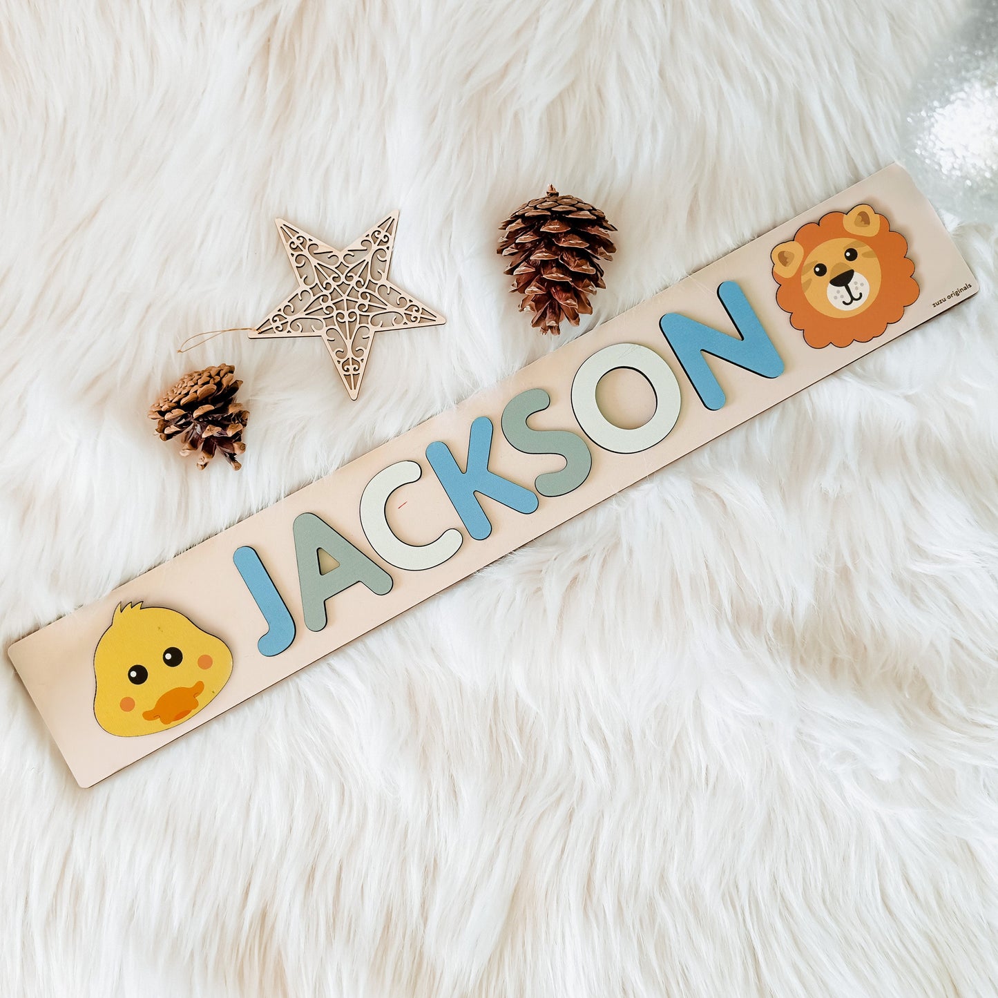 Personalized Name Puzzle with Animals | Custom Baby Girl and Boy Birthday Gift | Emerald Green Toddlers Christmas Gift | Unique Baby Gift