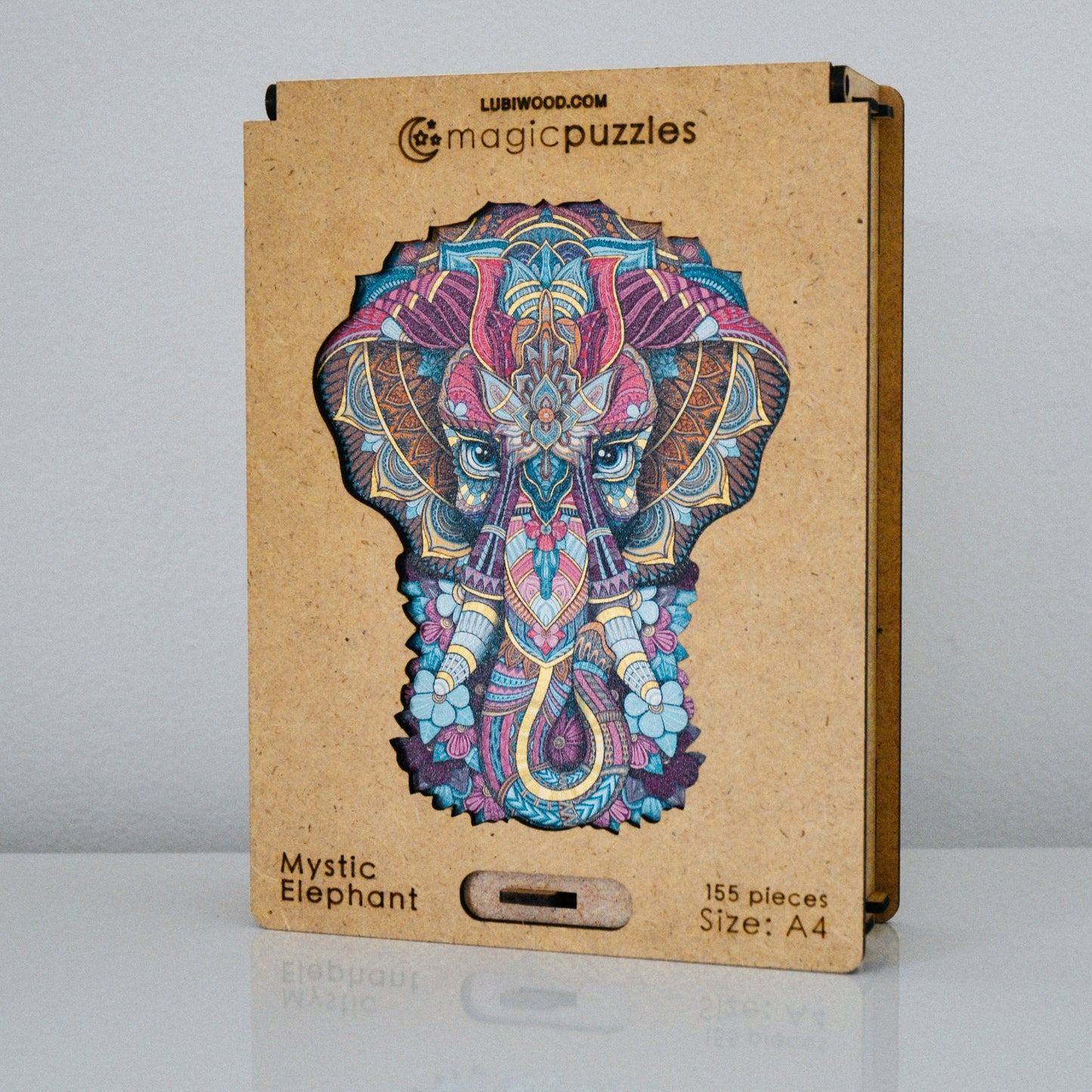 Mystic Elephant Wooden Jigsaw Puzzle for Adults and Kids | Laser Cut Premium Wood | Animal Shaped 3D Puzzle Pieces | Unique Gift