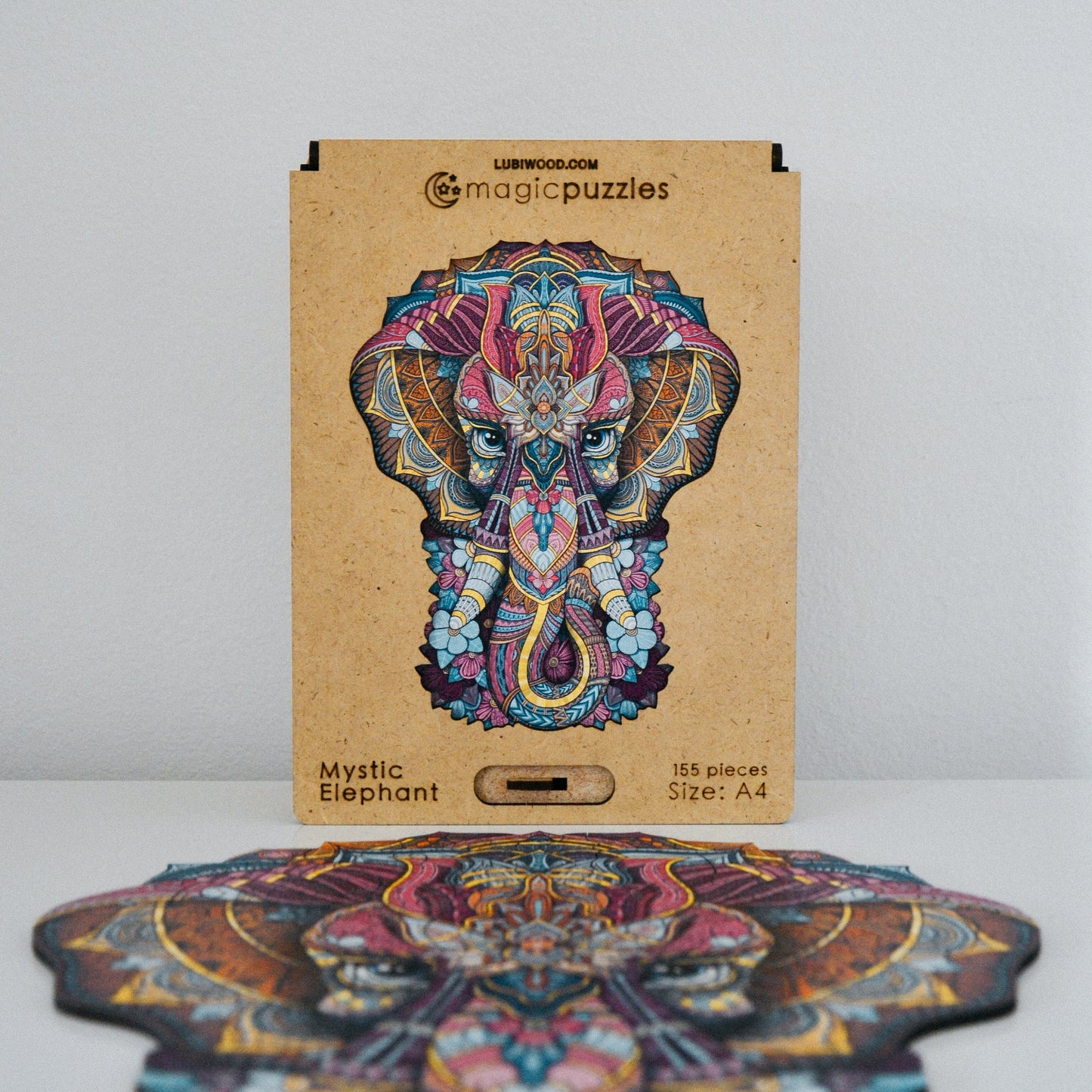 Mystic Elephant Wooden Jigsaw Puzzle for Adults and Kids | Laser Cut Premium Wood | Animal Shaped 3D Puzzle Pieces | Unique Gift