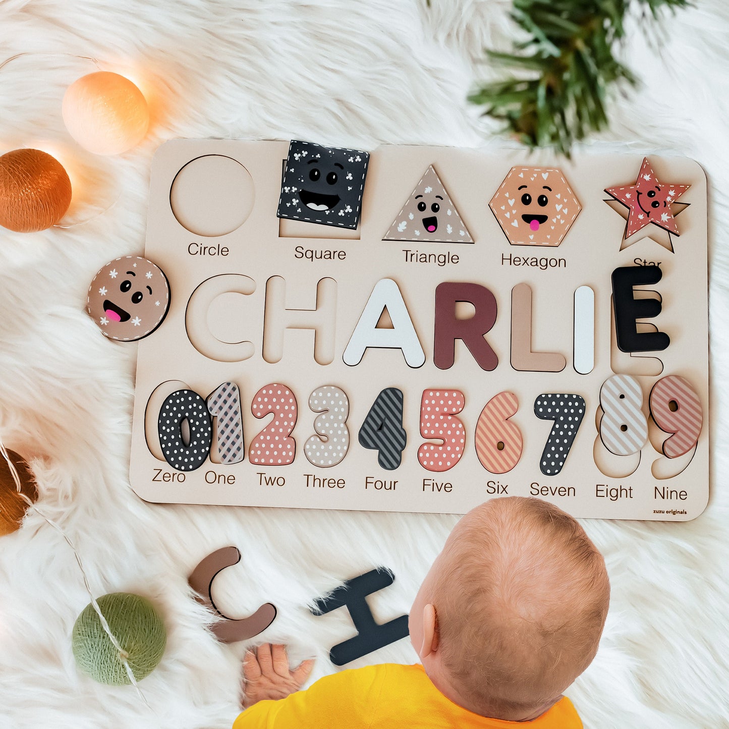 Wooden Personalized Handmade Name Puzzle | Custom Busy Board Puzzle | Baby Girl and Boy Gifts | Kid Christmas Gifts | Custom Toys for Baby