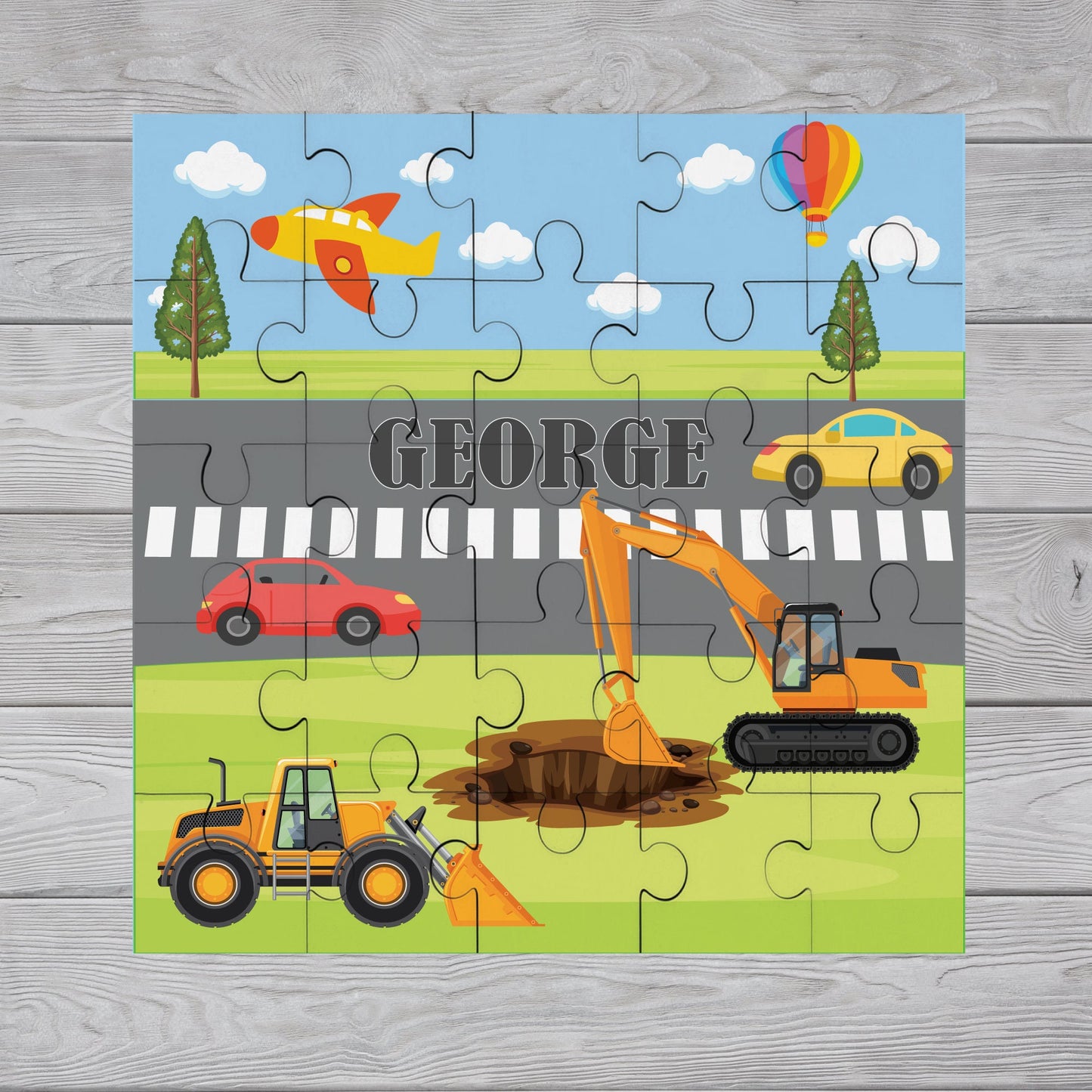 Personalised Kids Jigsaw Wooden Cars Children's Puzzle - Premium Wood Custom Jigsaw 25 Pieces - Kids Name Puzzle - Boy Girl Birthday Gift