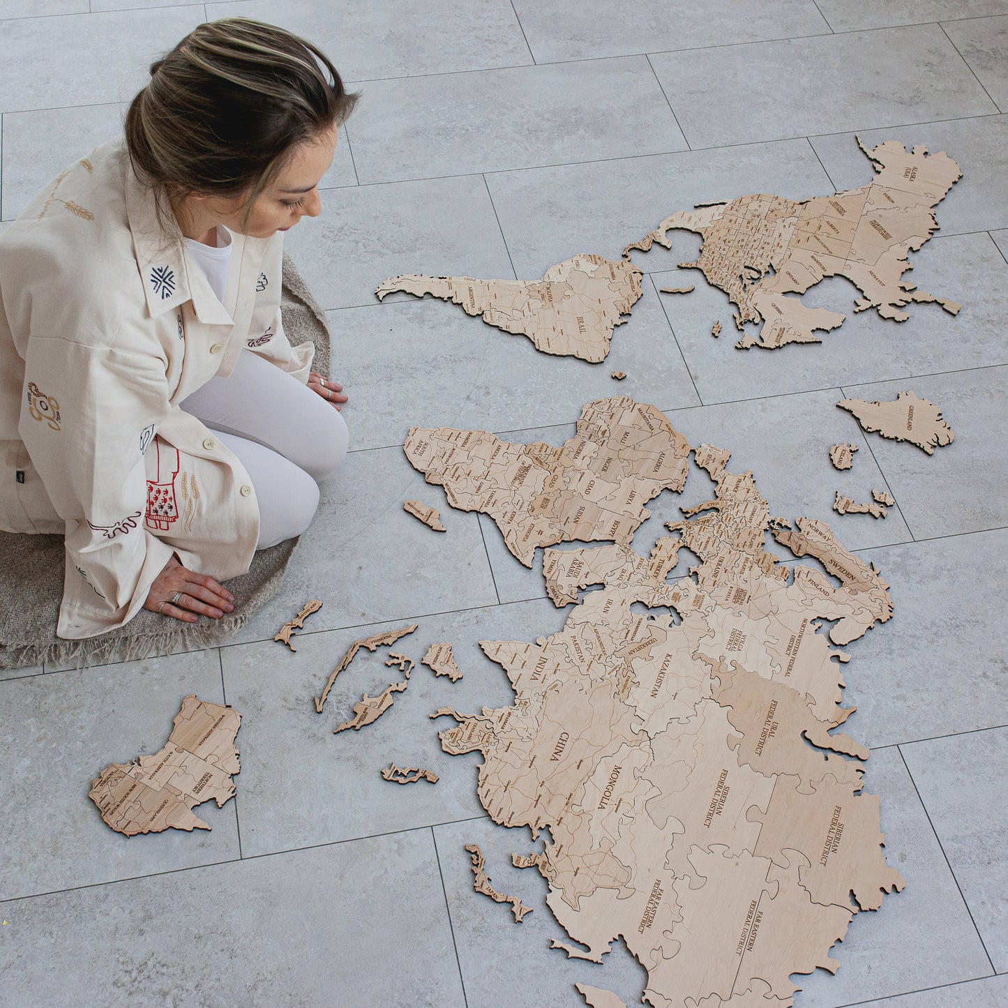 World Map Puzzle Wooden Jigsaw Puzzle Kids or Adult Puzzle