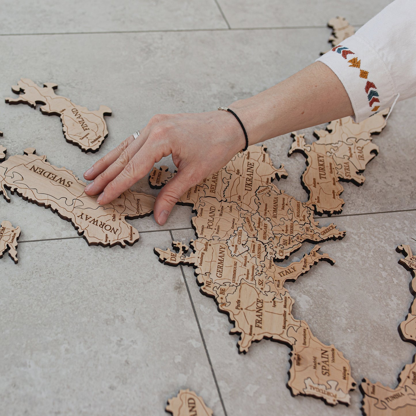 World Map Puzzle Wooden Jigsaw Puzzle Kids or Adult Puzzle