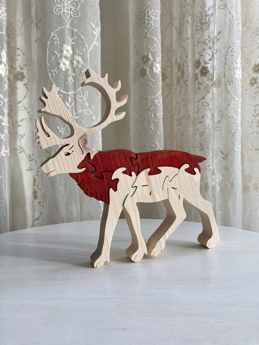 Wooden Deer  Puzzle - Reindeer. Handmade Animal Wooden Puzzle as a Home Decor and a Toy for Your Children.