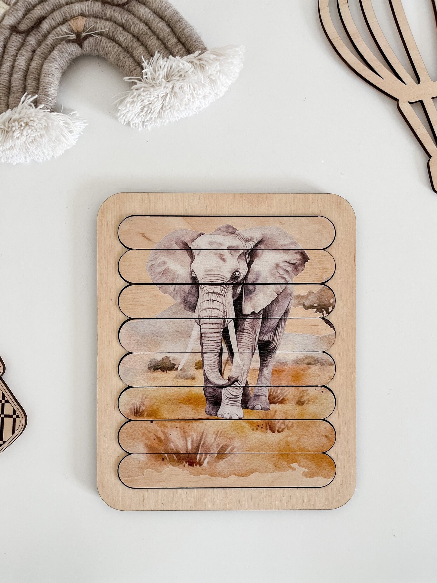 Safari World Jigsaw Puzzle for Kids and Toddlers - Wooden Toy Montessori