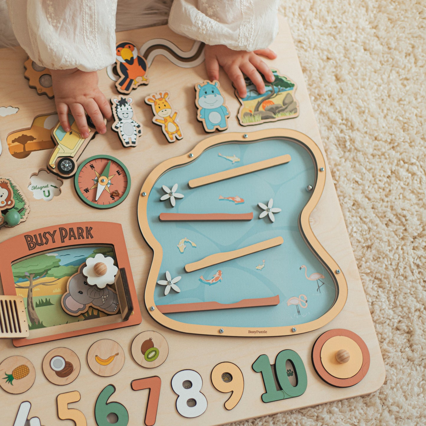 Personalized Baby Gifts. Toddler Busy Board With Name. 1st Birthday Boy/Girl Girl. Wooden Montessori Board 1 Year Old. First Easter Gift.