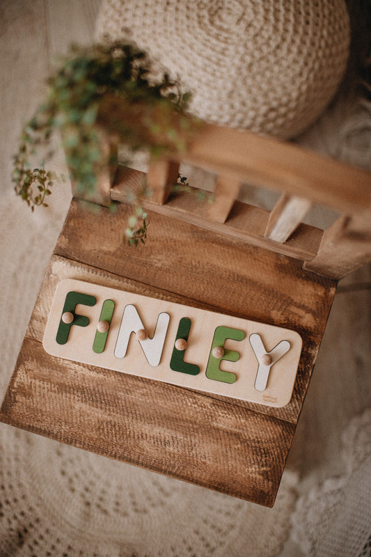 Name Puzzle, Personalized Gift for Baby and Toddler, Natural Wooden Puzzle, First Birthday Gift, Nursery Neutral Decor