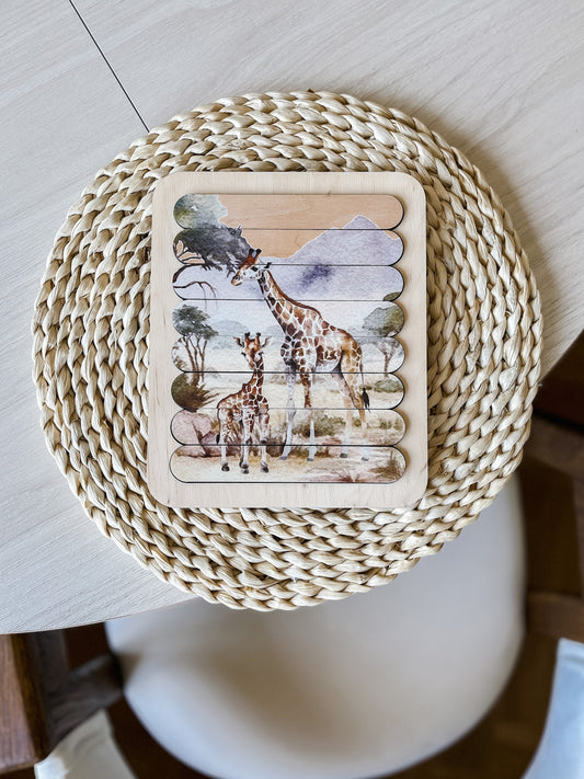 Safari World Jigsaw Puzzle for Kids and Toddlers - Wooden Toy Montessori