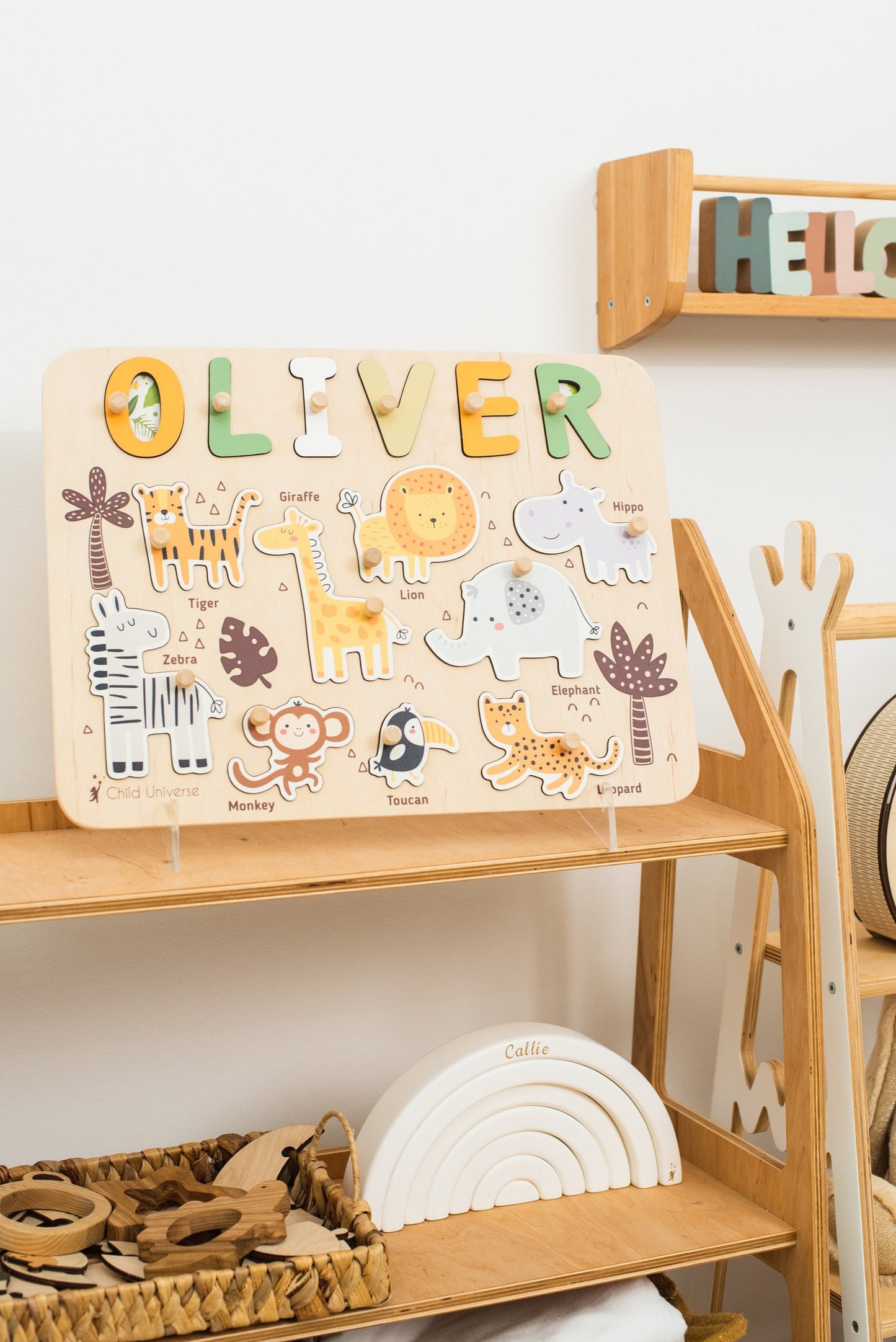 Woodland Theme, Name Puzzle Board, Birthday Gift for Baby Girl and Boy, Baby Gift Personalized, Gift for Kids, Puzzle With Forest Animals