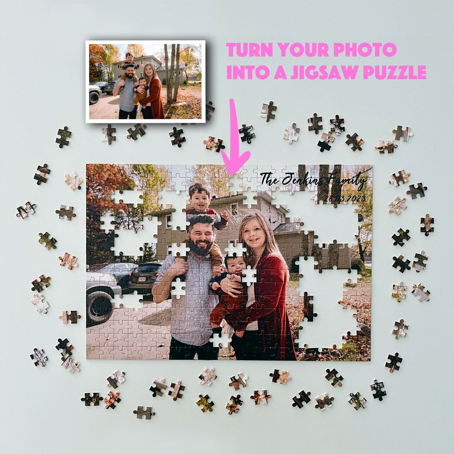 Custom Jigsaw Puzzle from photo | 300-1000 Pieces Personalized Puzzle | Gifts for Mom Dad Kids Her Him Couple | Unique Memory Gift