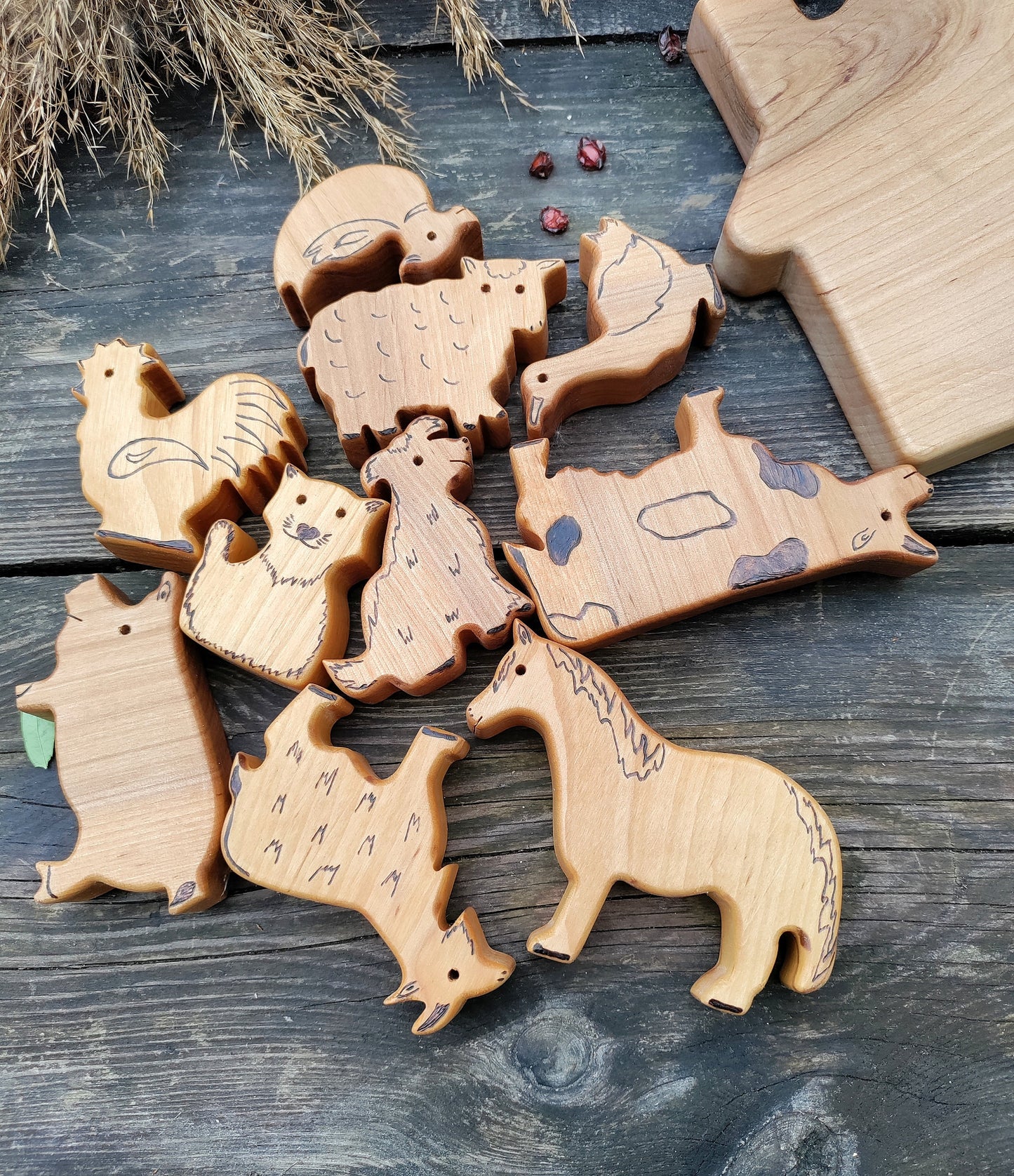 Wooden Farm Animals/ Farm animals/ Farm toys set/ Wood animals/ Wooden toys/ Waldorf  toys/ Baby shower gift