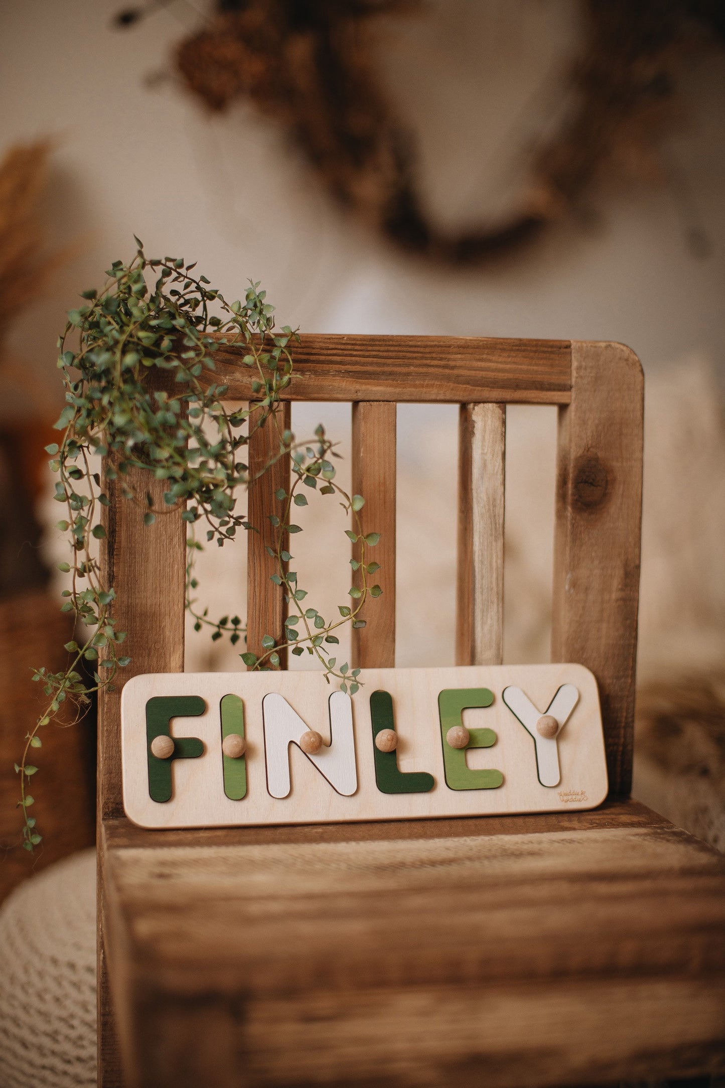 Name Puzzle, Personalized Gift for Baby and Toddler, Natural Wooden Puzzle, First Birthday Gift, Nursery Neutral Decor