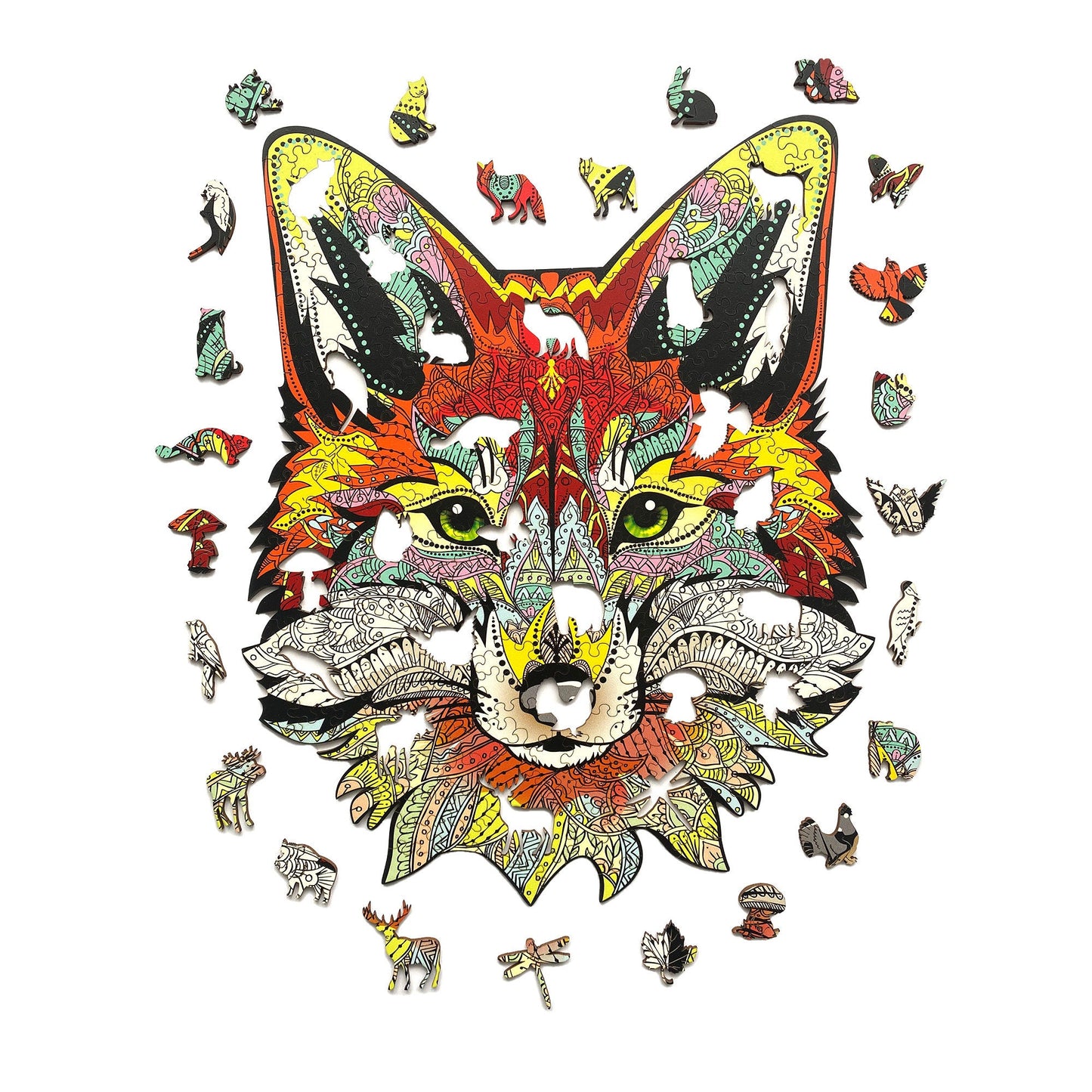 Fox jigsaw puzzle, adult wooden puzzle, family game night, 3d puzzle, unique shaped pieces, hobby love gift