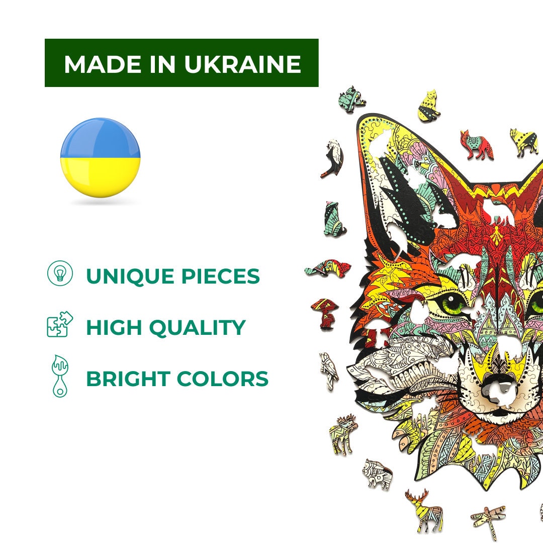 Fox jigsaw puzzle, adult wooden puzzle, family game night, 3d puzzle, unique shaped pieces, hobby love gift