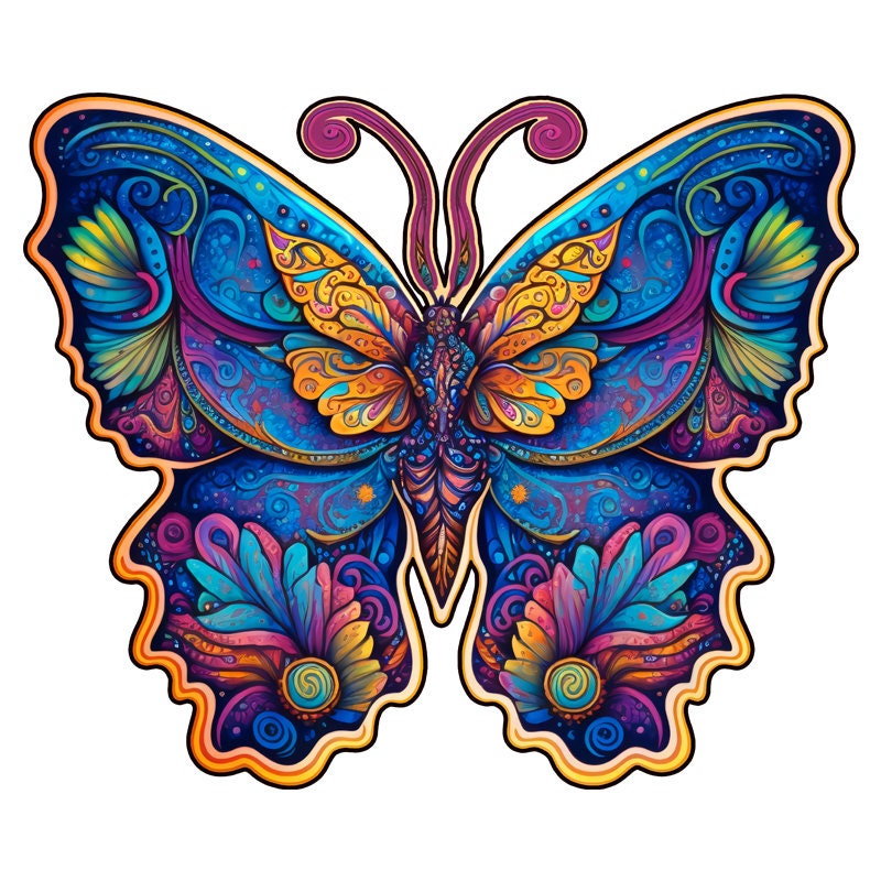 Blue Green Elegant Butterfly Wooden Puzzles with Wood Box Packaging, Butterfly Jigsaw Puzzles for Her Girls Wife Girlfriend Bestie Gift Idea