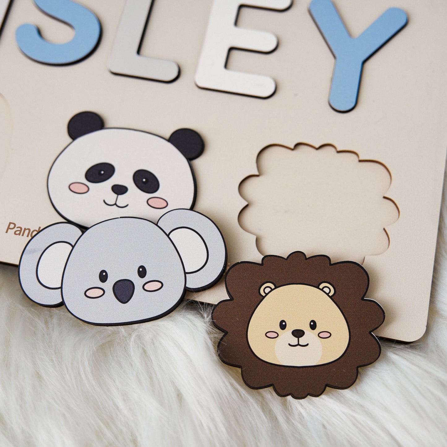 Customizable wooden puzzle - personalized name puzzle for toddlers - educational toy with cute and colorful animals