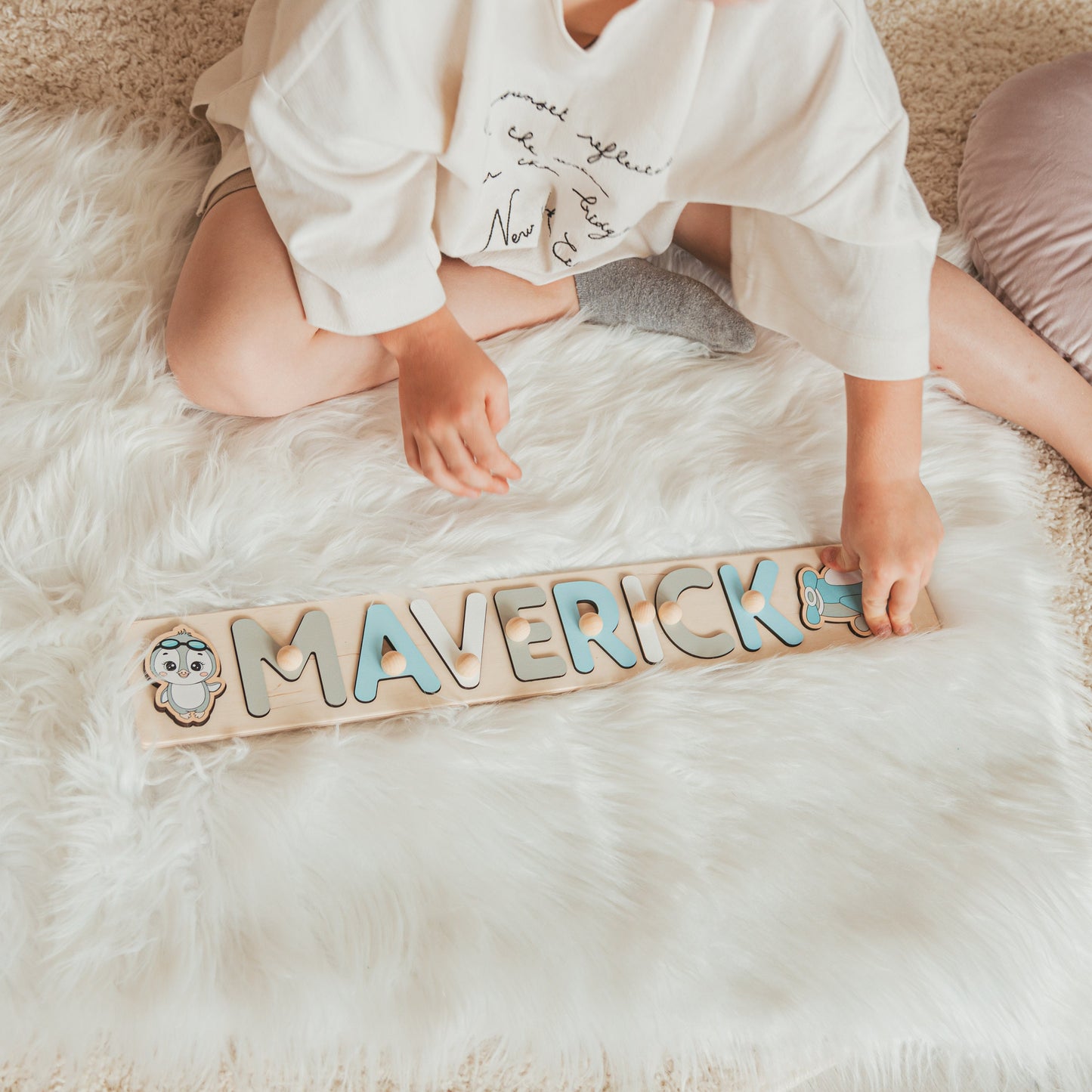 Name Puzzle Girl - Wooden Toy with Butterfly at extra charge - Kids Name Sign - Customized Puzzle - First Christmas Gift For Toddlers