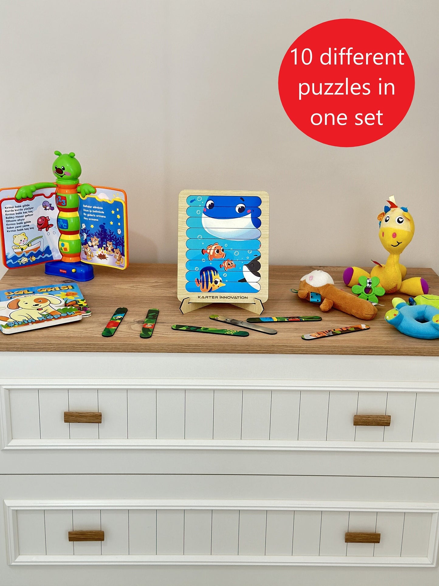 10 different animal puzzles, stick puzzles, fun puzzles, personalized puzzles for children