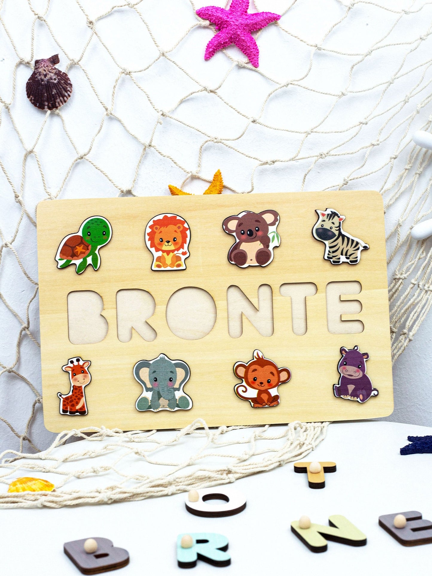 Personalized Name Puzzle With Animals, Busy Board,Baby Toys, 1st Birthday Gifts,Baby Shower Gifts, Wooden Baby Keepsake, Baby Shower Gift