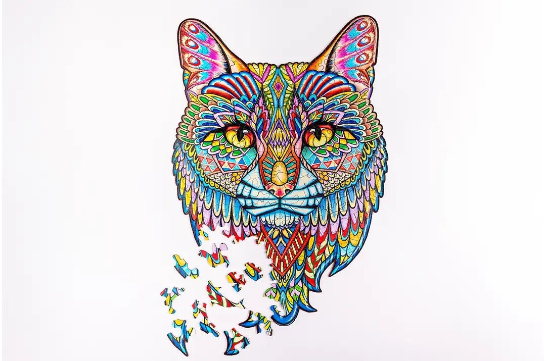 Robin Wood - Whisker Wonderland - Cat-Themed Wooden Jigsaw Puzzle For Decor, Adult, Kids, Gift - 190 Unique Shaped Pieces (17.71" x 12.2 ")