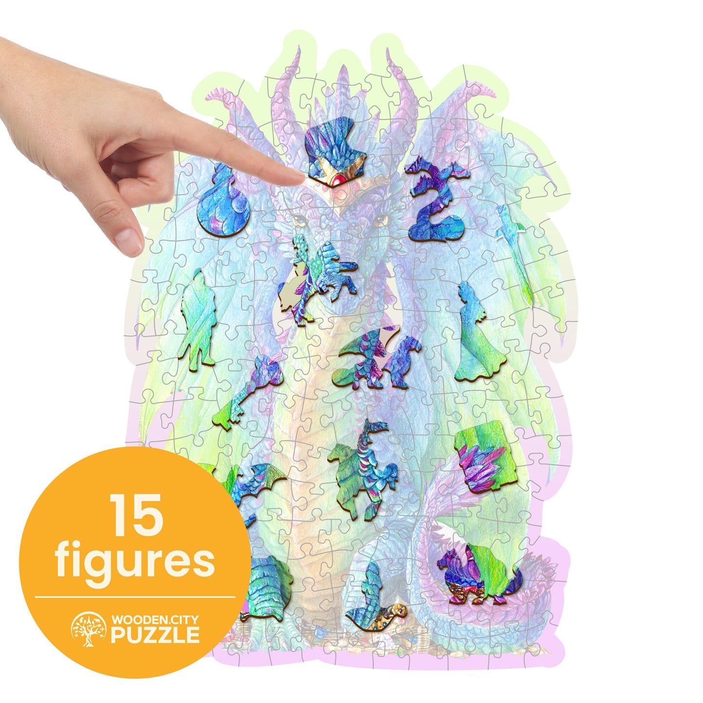 Wooden Puzzle Magnificent Dragon 150 Pieces - Unique Unusual Jigsaw Puzzles with Animal Shaped Pieces - Wooden.City