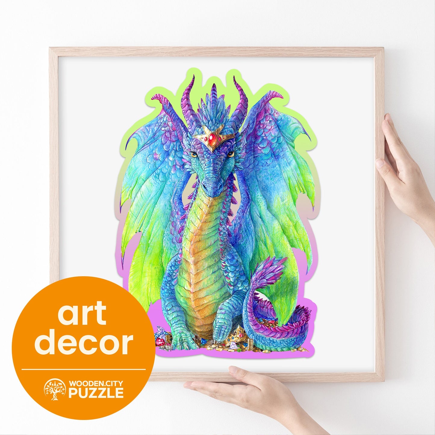 Wooden Puzzle Magnificent Dragon 150 Pieces - Unique Unusual Jigsaw Puzzles with Animal Shaped Pieces - Wooden.City