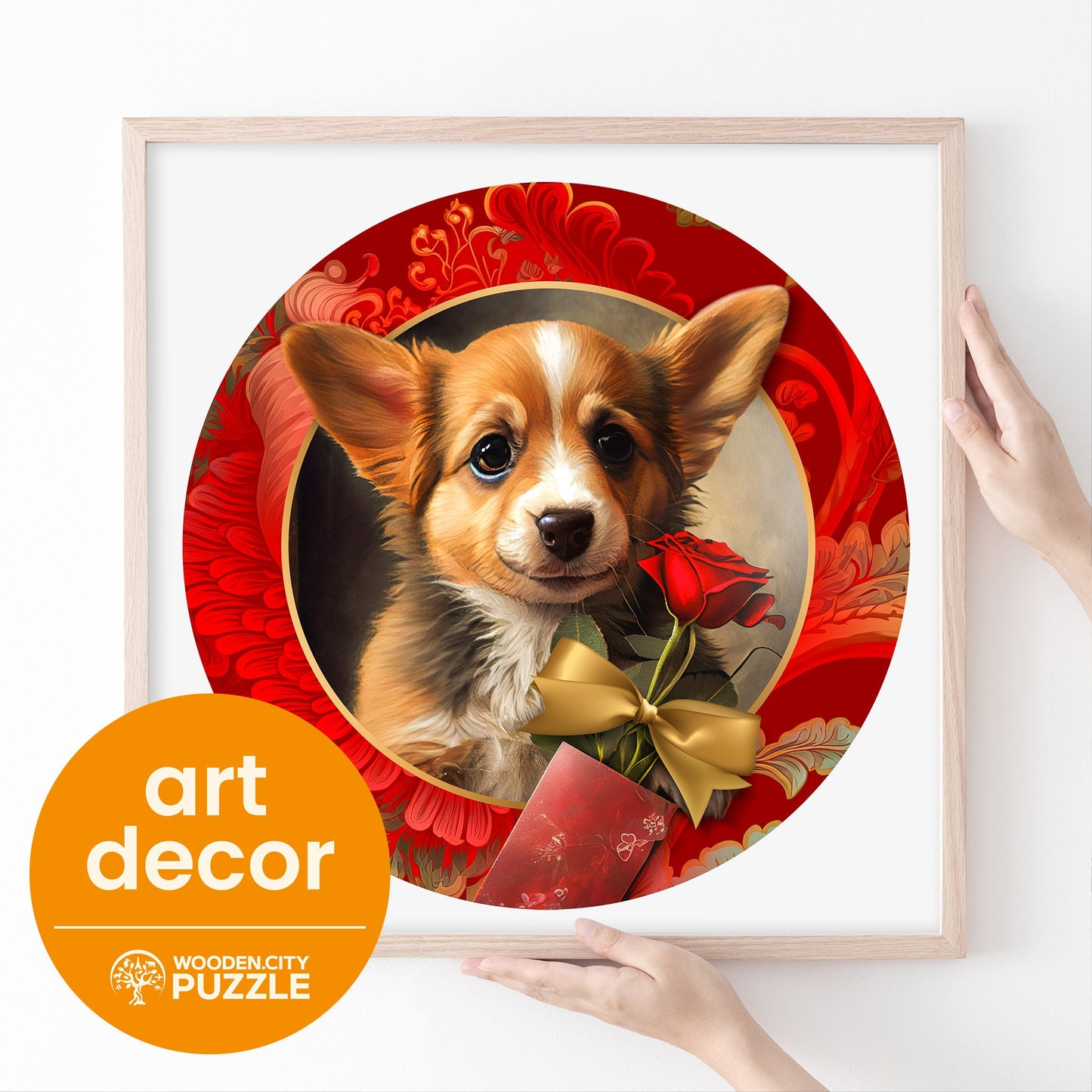 Wooden Puzzle Gift and Dog 250 Pieces - Unique Unusual Jigsaw Puzzles with Animal Shaped Pieces - Wooden.City