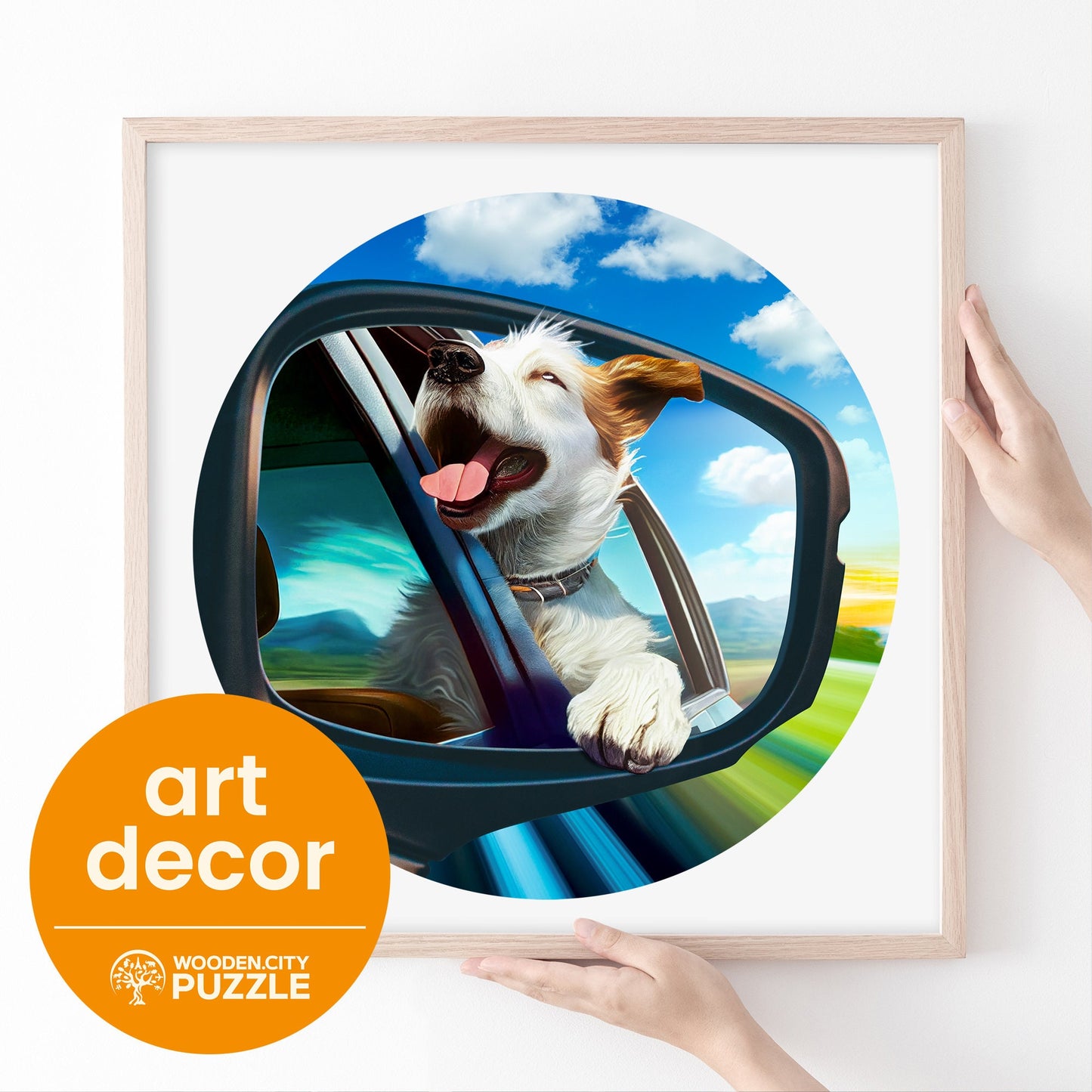 Wooden Puzzle Happy Dog  250 Pieces - Unique Unusual Jigsaw Puzzles with Animal Shaped Pieces - Wooden.City