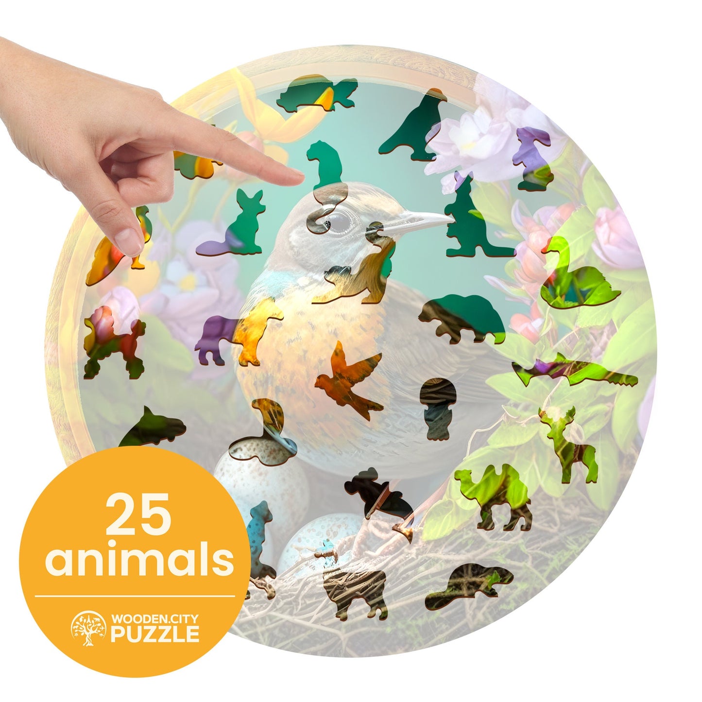 Wooden Puzzle A Mother's Love in Bloom 250 Pieces - Unique Unusual Jigsaw Puzzles with Animal Shaped Pieces - Wooden.City