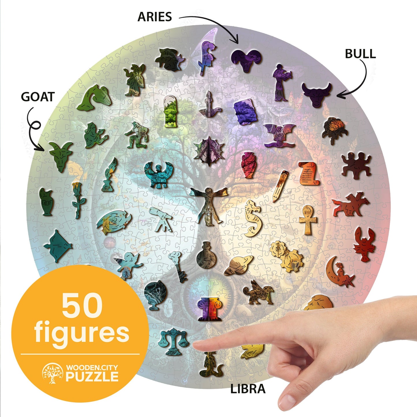 Wooden Puzzle Tree of Life 250 Pieces - Unique Unusual Jigsaw Puzzles with Animal Shaped Pieces - Wooden.City