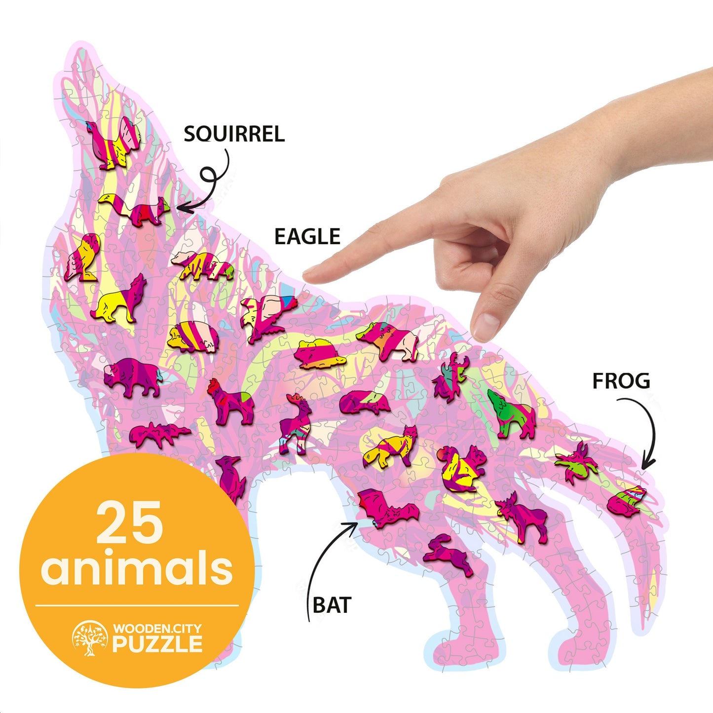 Wooden Puzzle Howling Wolf 250 Pieces - Unique Unusual Jigsaw Puzzles with Animal Shaped Pieces - Wooden.City