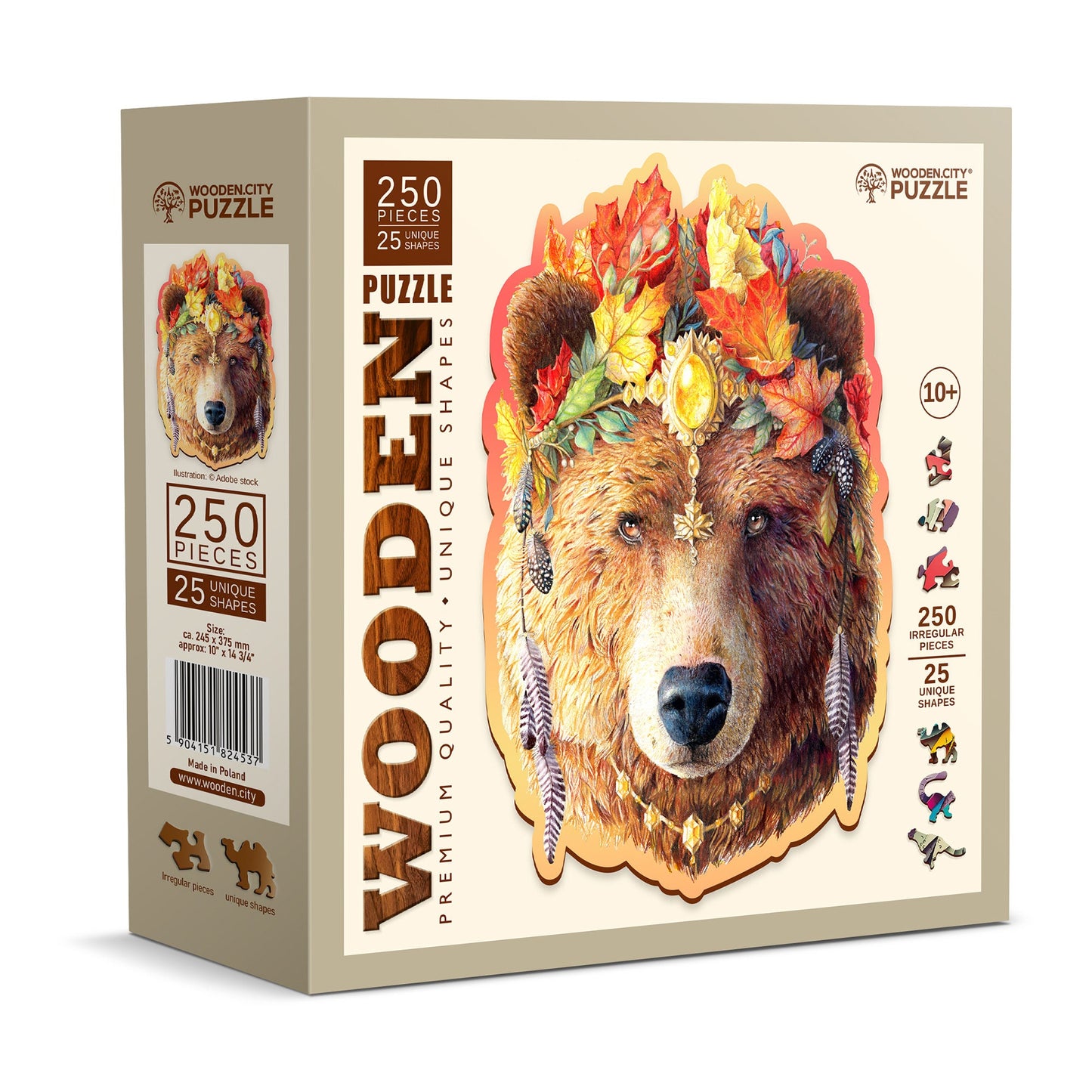 Wooden Puzzle Howling Wolf 250 Pieces - Unique Unusual Jigsaw Puzzles with Animal Shaped Pieces - Wooden.City