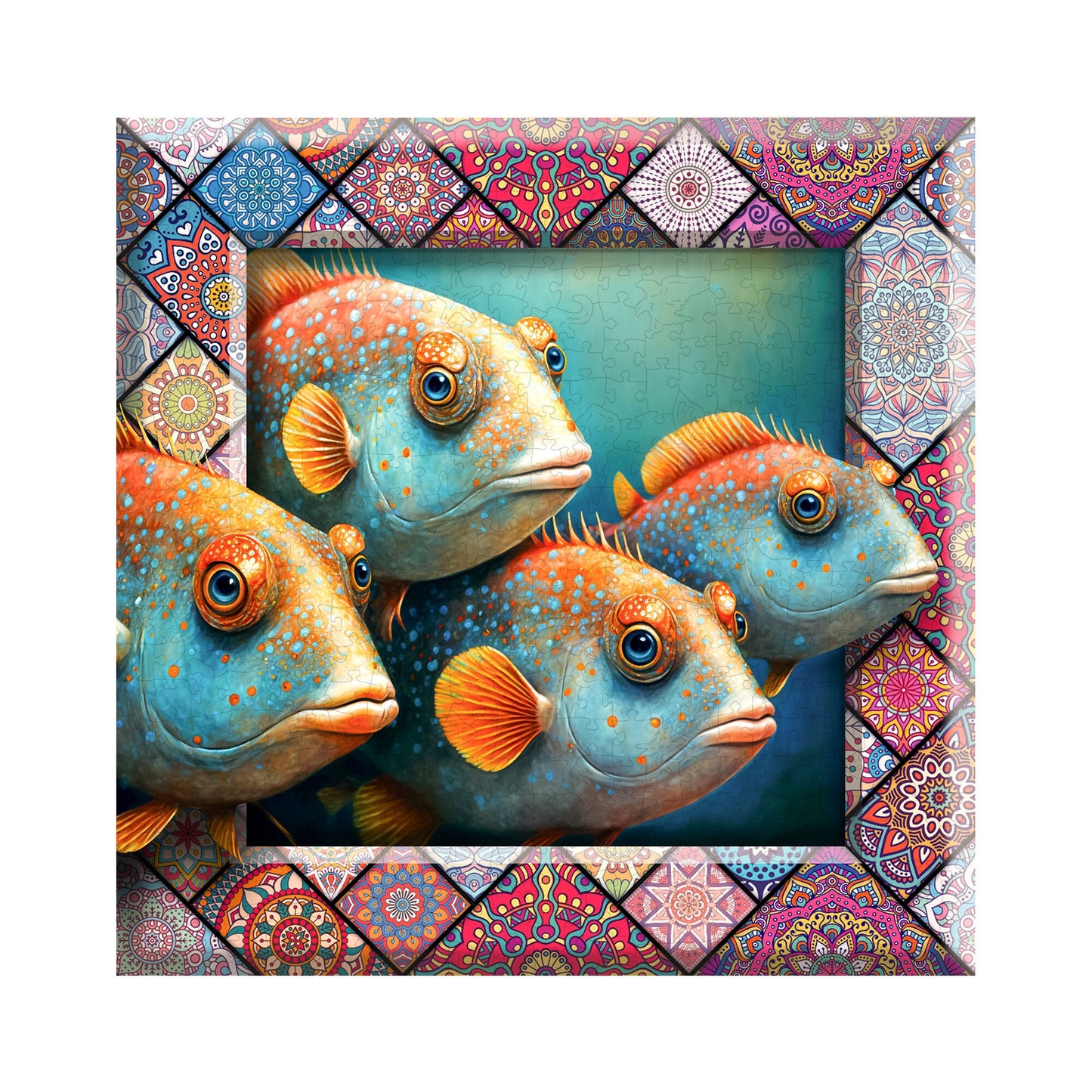 Wooden Puzzle Tropical Fish 500 Pieces - Unique Unusual Jigsaw Puzzles with Animal Shaped Pieces - Wooden.City