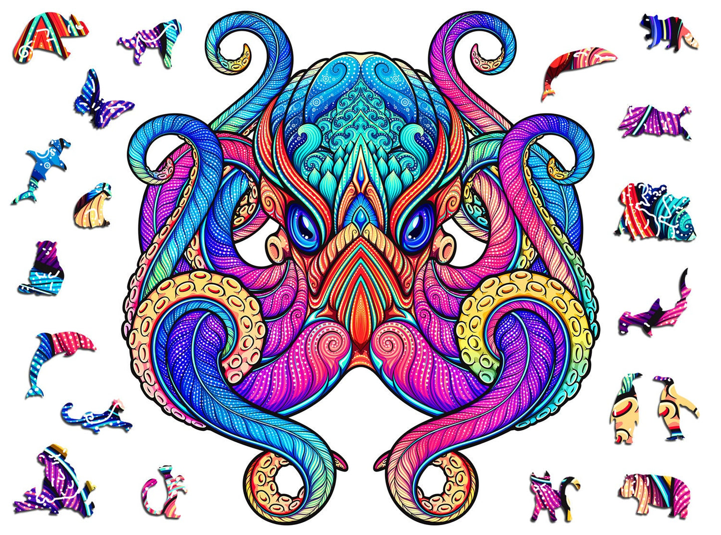 Wooden Puzzle Jigsaw Premium Octopus by Adawoo