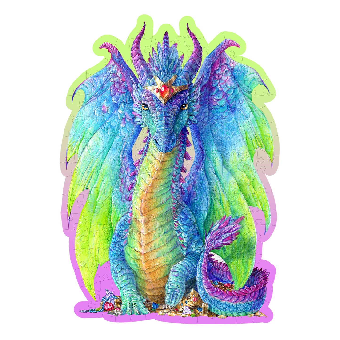 Wooden Puzzle Magnificent Dragon 150 Pieces - Unique Unusual Jigsaw Puzzles with Animal Shaped Pieces - Wooden.City