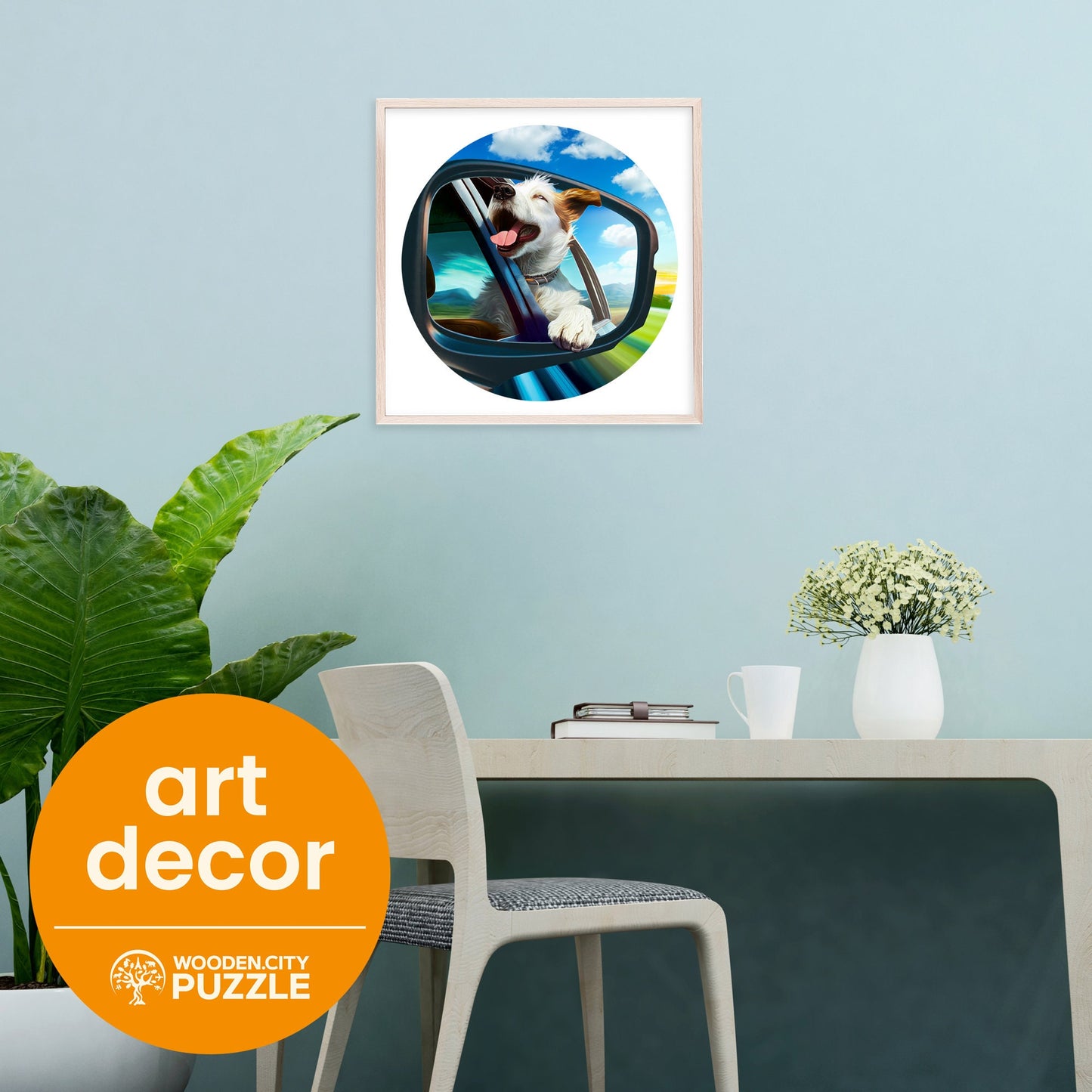 Wooden Puzzle Happy Dog  250 Pieces - Unique Unusual Jigsaw Puzzles with Animal Shaped Pieces - Wooden.City