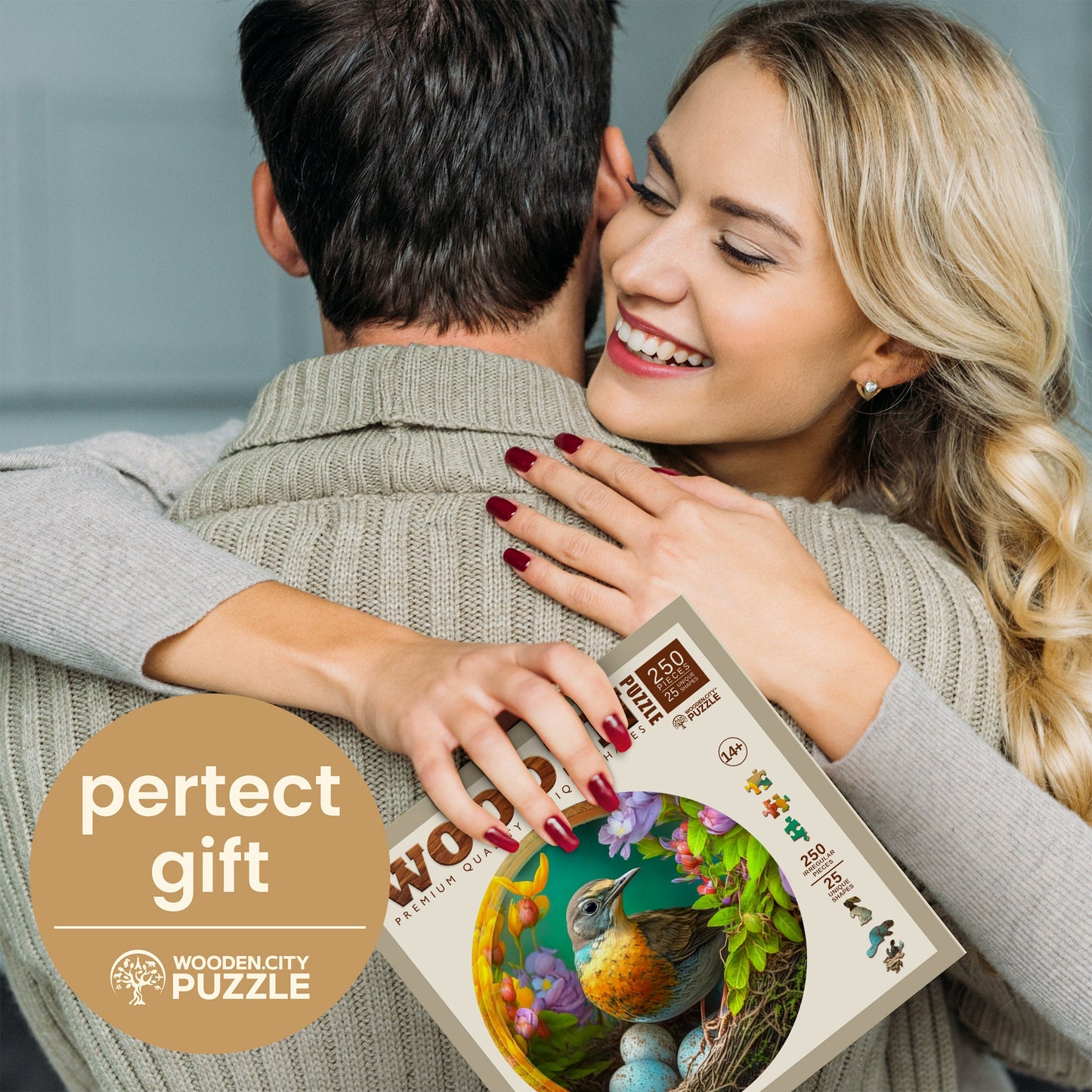 Wooden Puzzle A Mother's Love in Bloom 250 Pieces - Unique Unusual Jigsaw Puzzles with Animal Shaped Pieces - Wooden.City