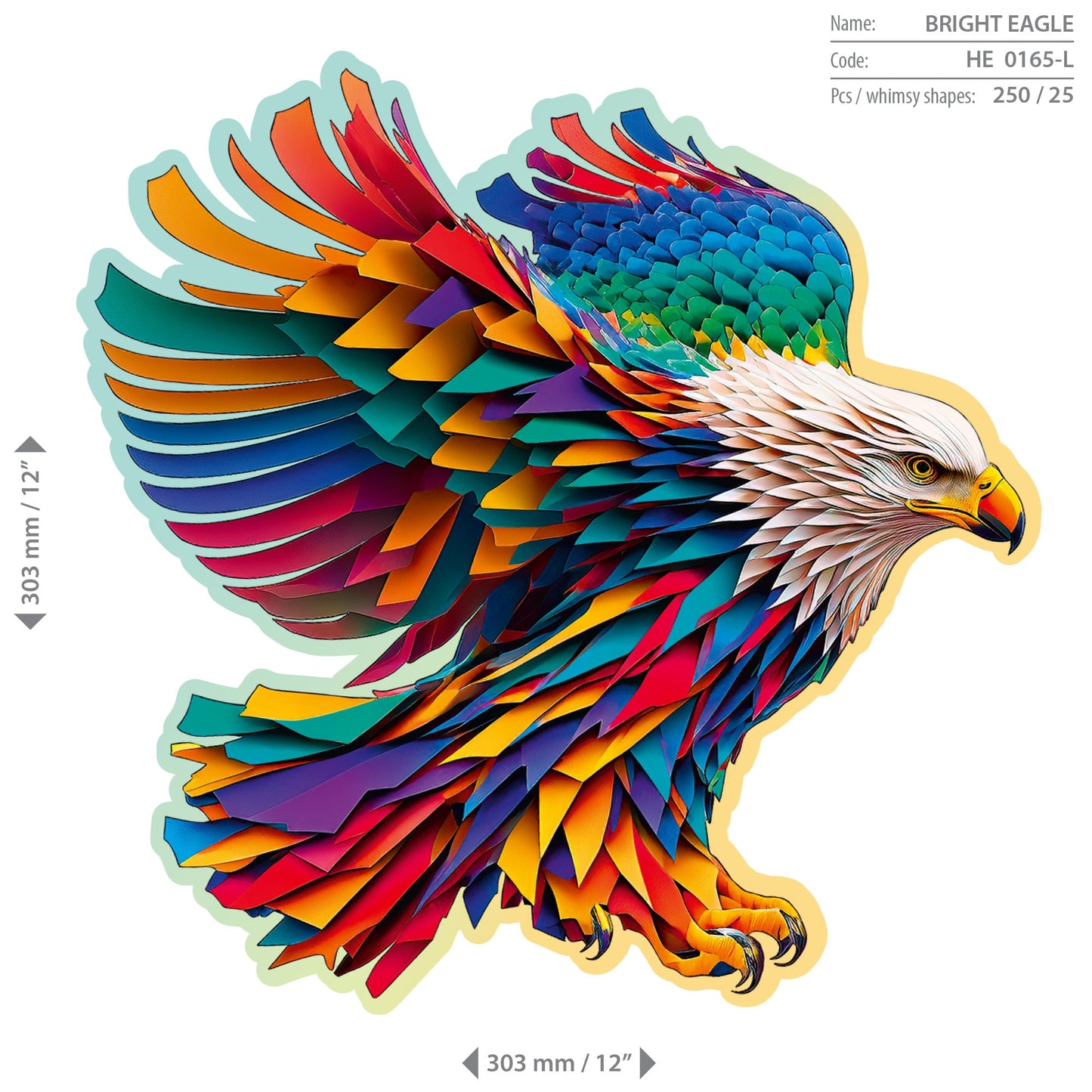 Wooden Puzzle Bright Eagle 250 Pieces - Unique Unusual Jigsaw Puzzles with Animal Shaped Pieces - Wooden.City