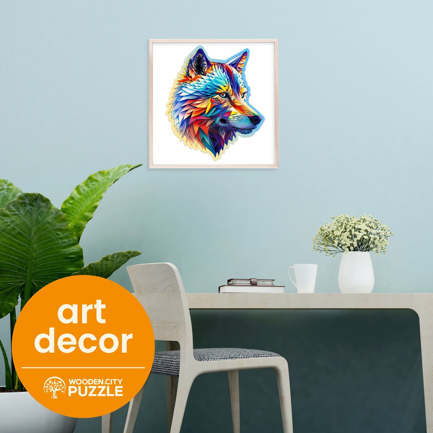 Wooden Puzzle Classy Wolf 250 Pieces - Unique Unusual Jigsaw Puzzles with Animal Shaped Pieces - Wooden.City