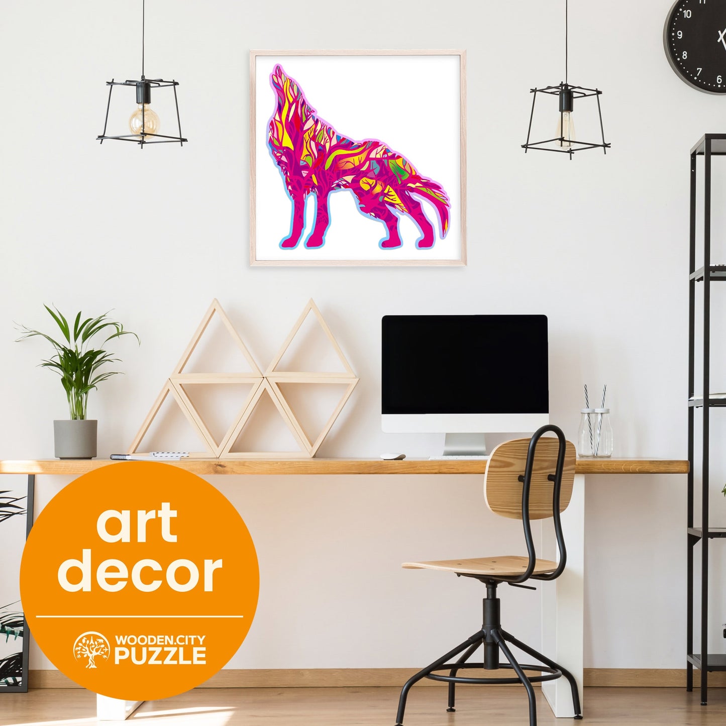 Wooden Puzzle Howling Wolf 250 Pieces - Unique Unusual Jigsaw Puzzles with Animal Shaped Pieces - Wooden.City