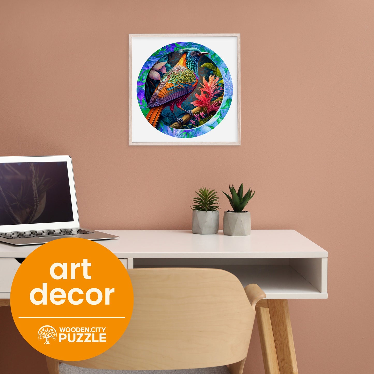 Wooden Puzzle Colorful Bird 500 Pieces - Unique Unusual Jigsaw Puzzles with Animal Shaped Pieces - Wooden.City