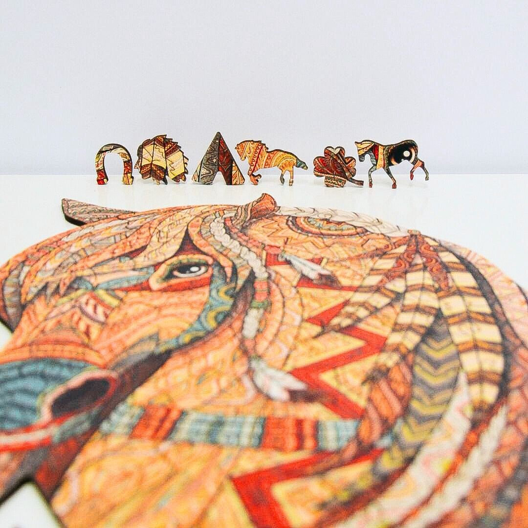 Majestic Horse Wooden Jigsaw Puzzle for Adults and Kids | Laser Cut Premium Wood | Animal Shaped 3D Puzzle Pieces | Unique Gift