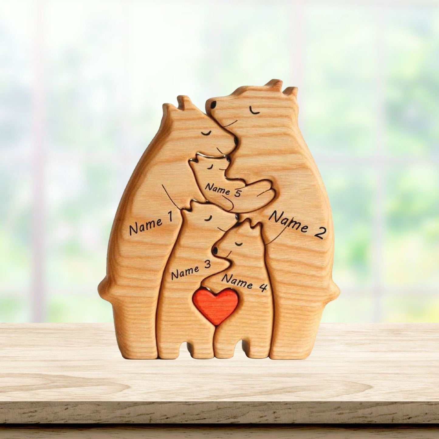 Wooden Bear Family Puzzle,Engraved Family Name Puzzle,Family Keepsake Gift,Animal Family,Gift for Kids,Gift for Parents,Valentine's Day Gift