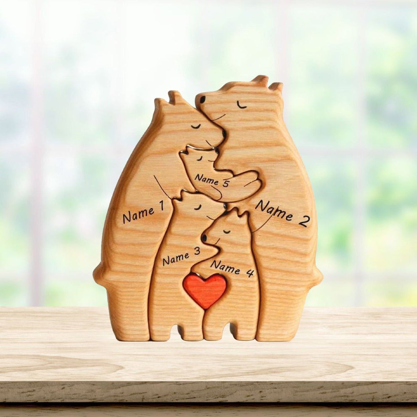 Wooden Bear Family Puzzle-8 Person Animal Figurines-Family Home Decor Gifts-Family Keepsake Gift, Gift Daddy idead, Father's Day Gift