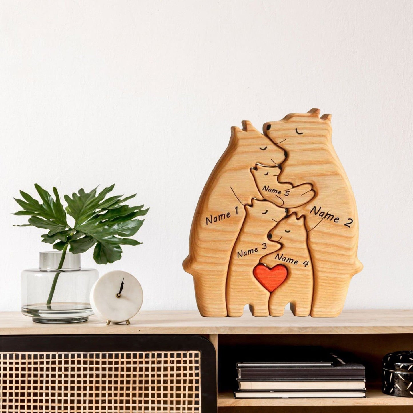 Wooden Bear Family Puzzle,Engraved Family Name Puzzle,Family Keepsake Gift,Animal Family,Gift for Kids,Gift for Parents,Valentine's Day Gift